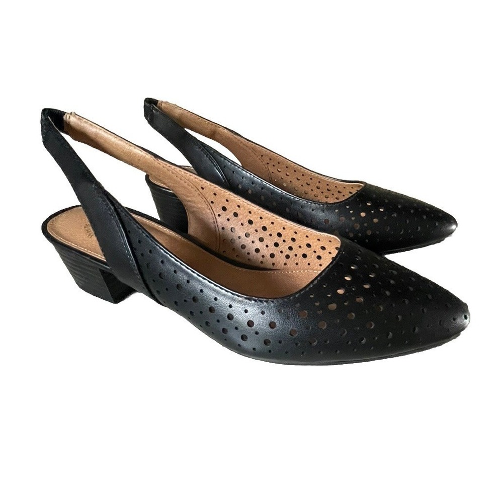 WHITE‎ MOUNTAIN Women's Boronic Low Block Heel Black 8.5 Comfort Strap New!